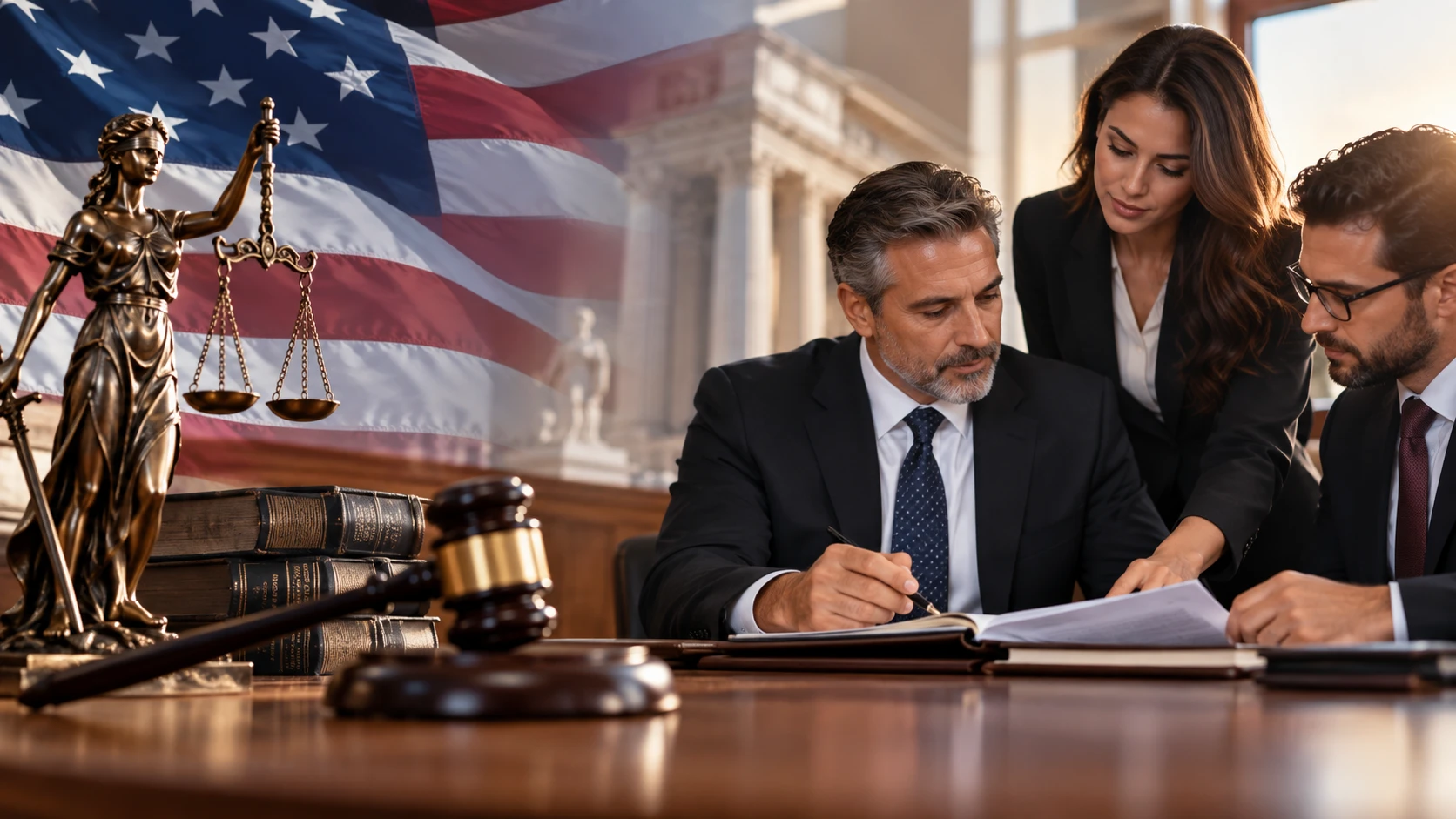 Law firm team reviewing case documents, the kind of practice Chantly supports